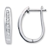 Thumbnail Image 0 of Diamond Hoop Earrings 1/4 ct tw Round/Baguette-Cut 10K White Gold