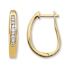 Thumbnail Image 1 of Diamond Hoop Earrings 1/4 ct tw Round-cut 10K Yellow Gold