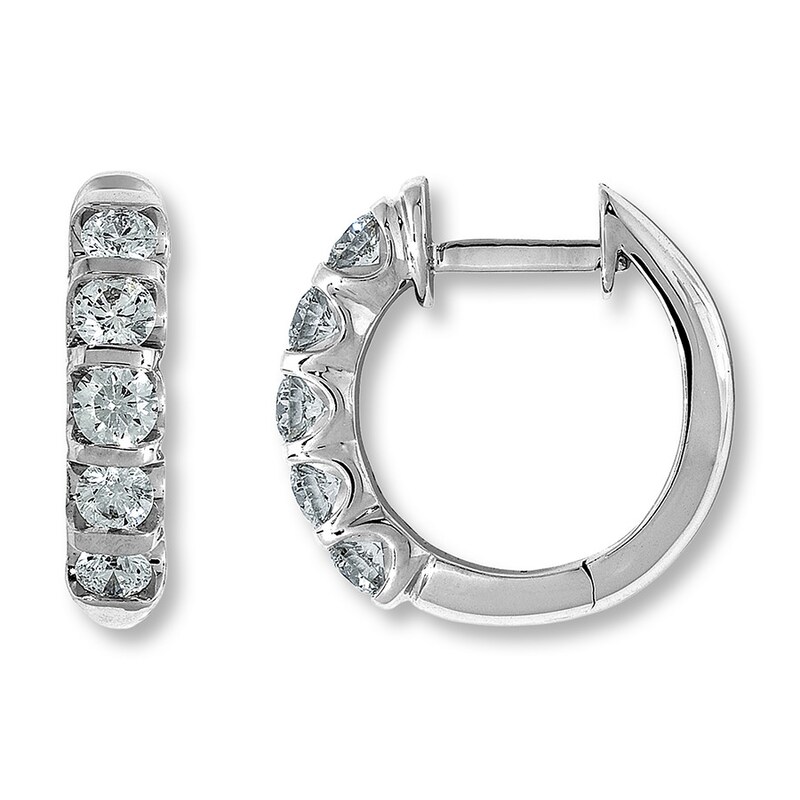 Hearts Desire Hoops 1 ct tw Diamonds 18K White Gold Earrings