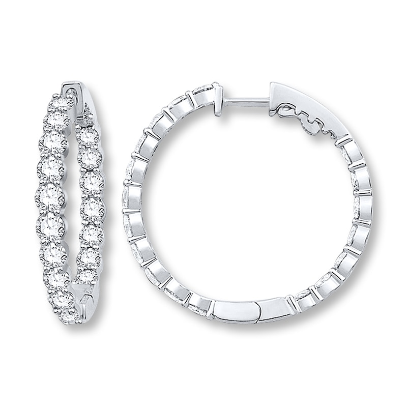 Main Image 1 of Diamond Hoop Earrings 5 ct tw Round-cut 14K White Gold