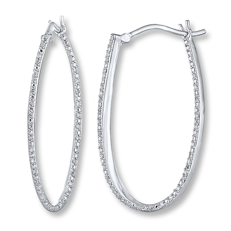 Hoop Earrings 1/6 ct tw Diamonds Sterling Silver