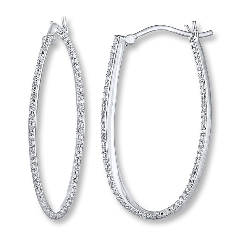 Main Image 1 of Hoop Earrings 1/6 ct tw Diamonds Sterling Silver