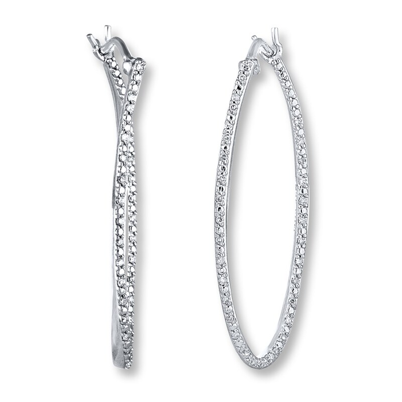 Main Image 2 of Hoop Earrings 1/6 ct tw Diamonds Sterling Silver