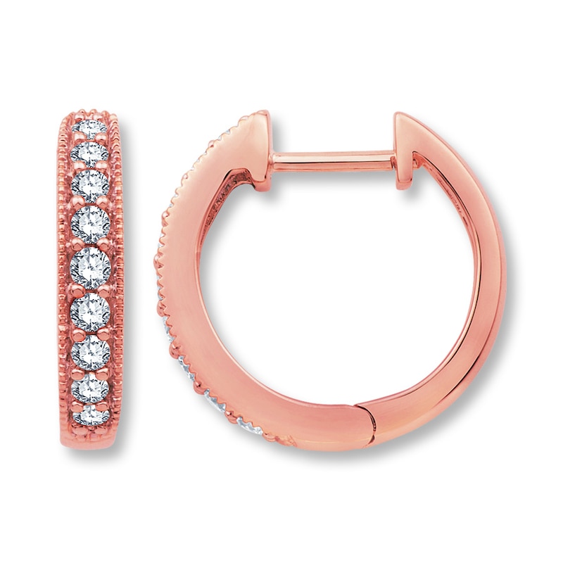 Diamond Hoop Earrings 1/3 ct tw Round-cut 10K Rose Gold