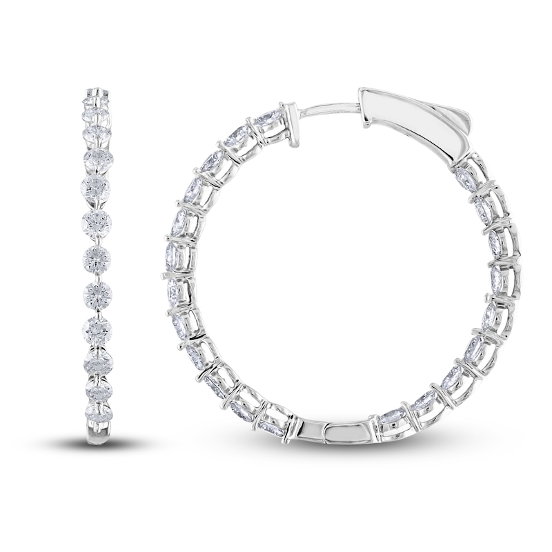 Diamond Hoop Earrings 2-1/2 ct tw Round-cut 14K White Gold