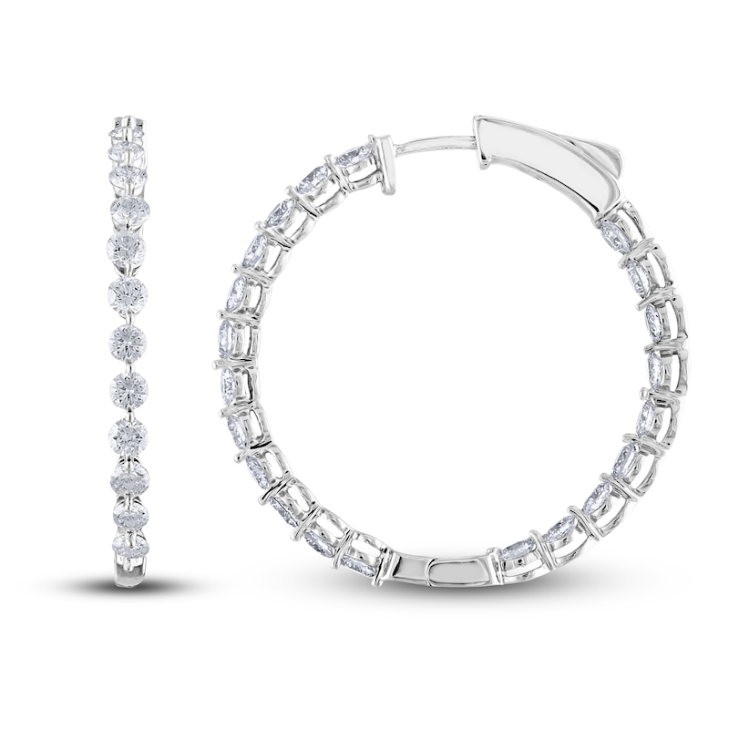 Diamond Hoop Earrings 2-1/2 ct tw Round 14K White Gold