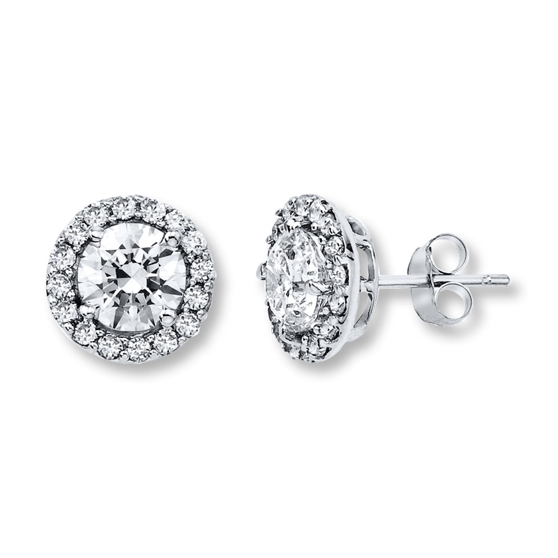 Diamond Earrings 2 ct tw Round-cut 14K White Gold