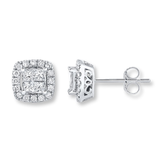 Diamond Earrings 3/4 ct tw Princesscut 14K White Gold Jared