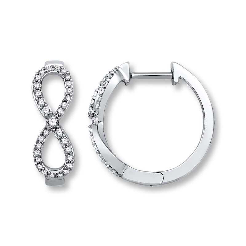 Main Image 1 of Infinity Hoop Earrings 1/3 ct tw Diamonds 10K White Gold