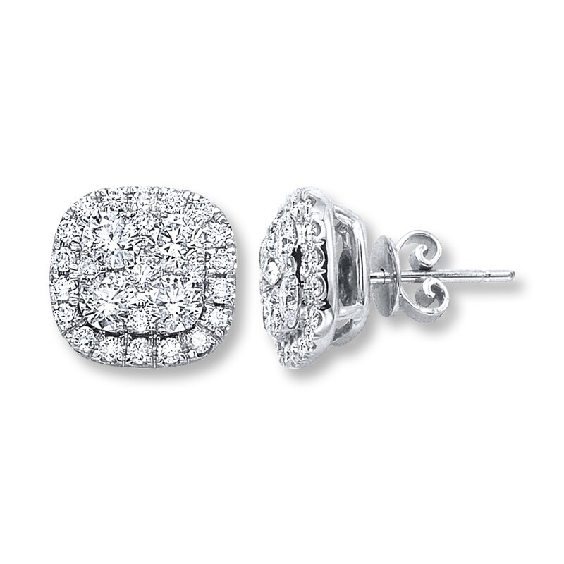 Diamond Earrings 2 ct tw Round-cut 14K White Gold