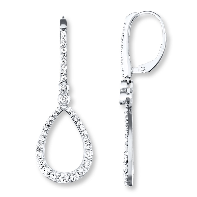 Diamond Drop Earrings 1-1/2 ct tw Round-cut 14K White Gold