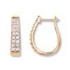 Thumbnail Image 0 of Oval Hoop Earrings 1 ct tw Round-cut 14K Yellow Gold