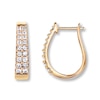 Thumbnail Image 1 of Oval Hoop Earrings 1 ct tw Round-cut 14K Yellow Gold
