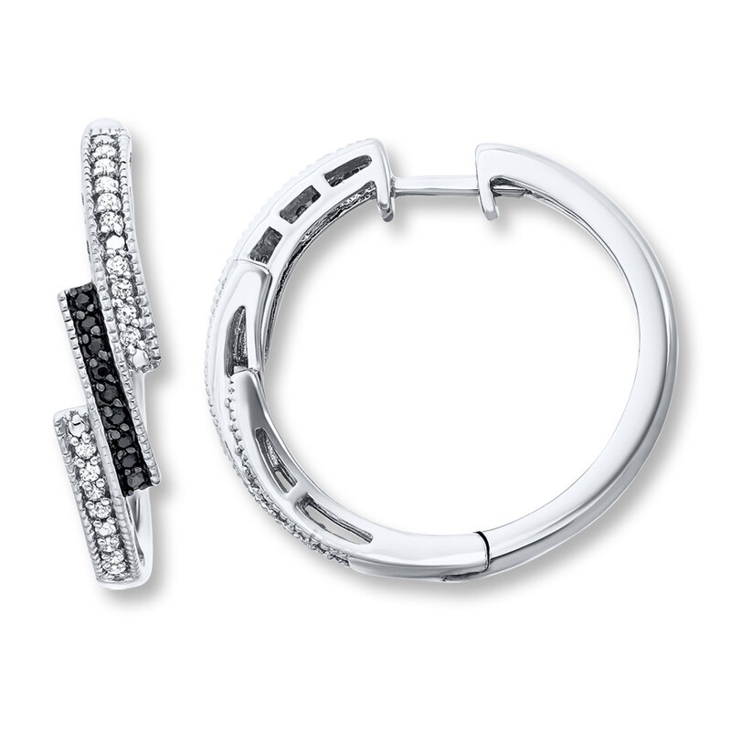 Main Image 1 of Black/White Diamonds 1/3 Carat tw Sterling Silver Earrings