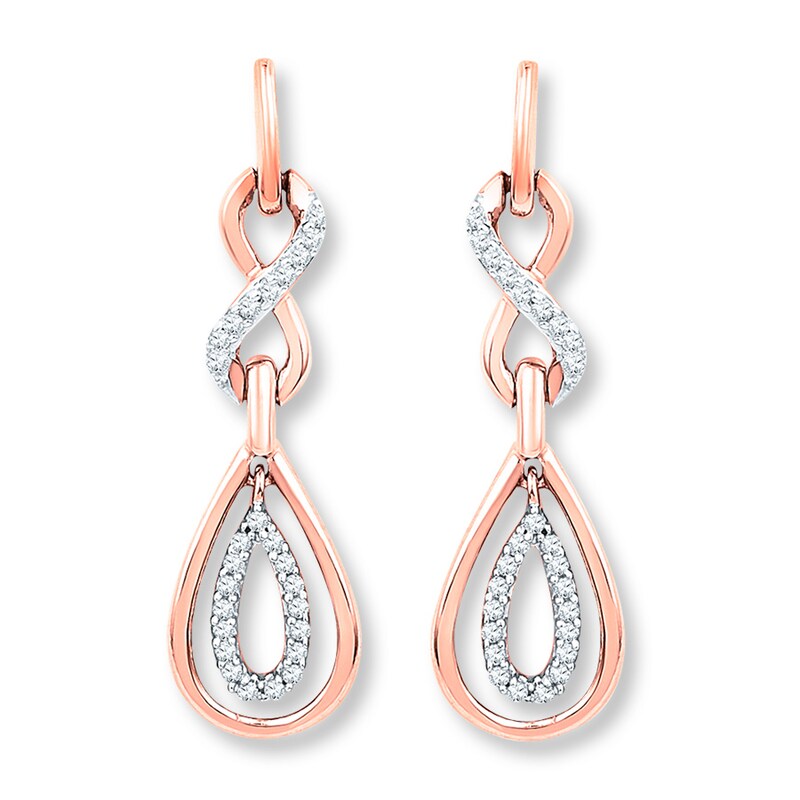 Diamond Infinity Earrings 1/6 ct tw Round-cut 10K Rose Gold