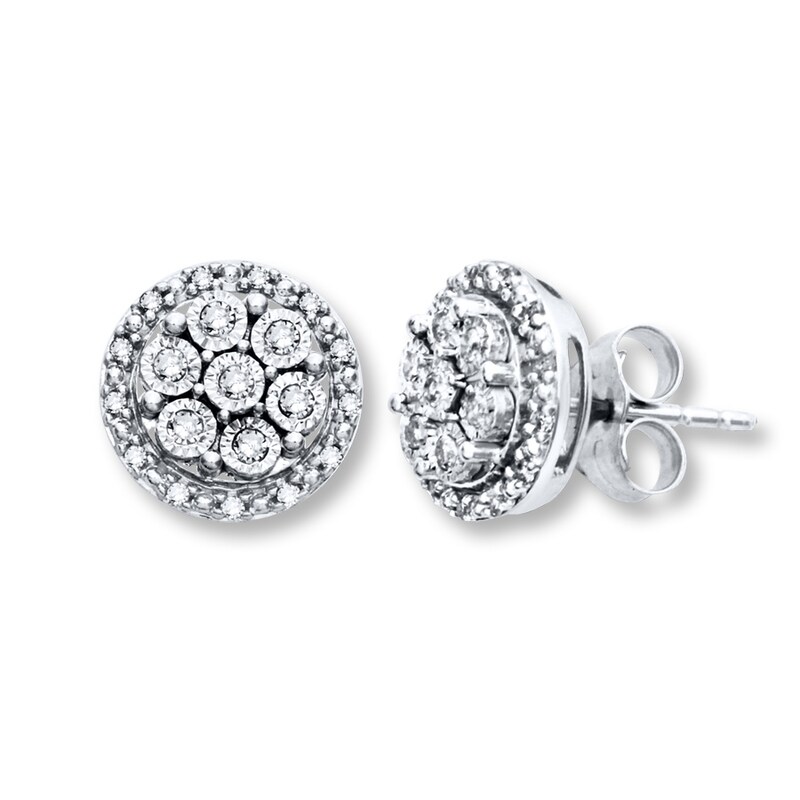 Diamond Earrings 1/5 ct tw Round-cut 10K White Gold