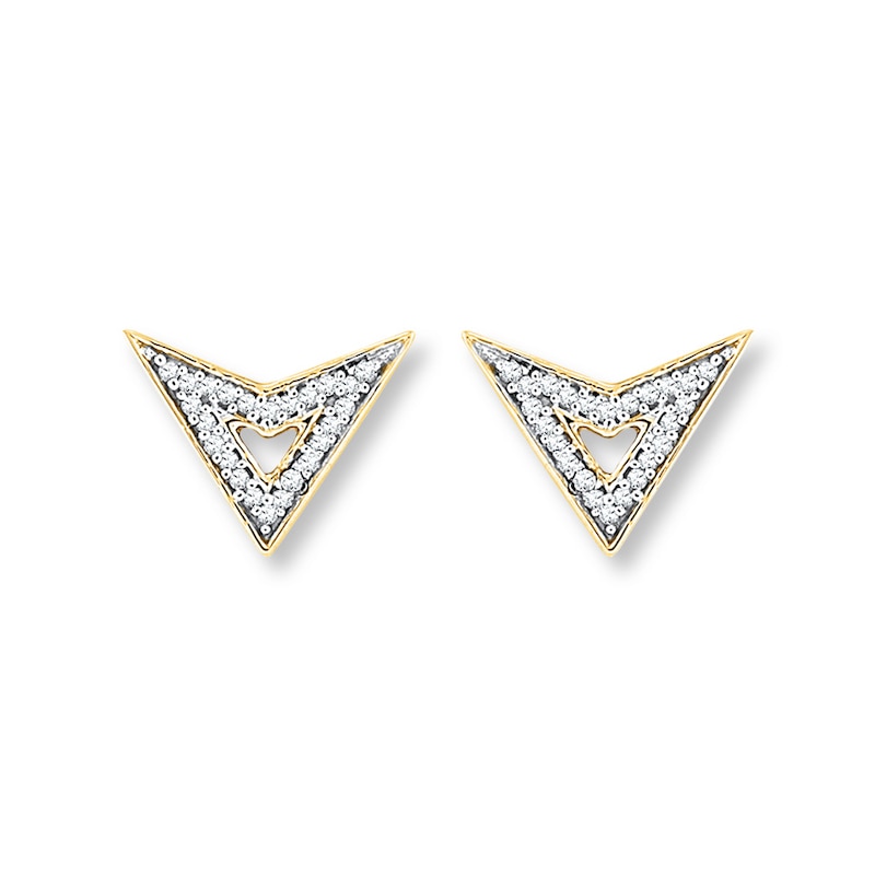 Diamond Chevron Earrings 1/15 ct tw Round-cut 10K Yellow Gold