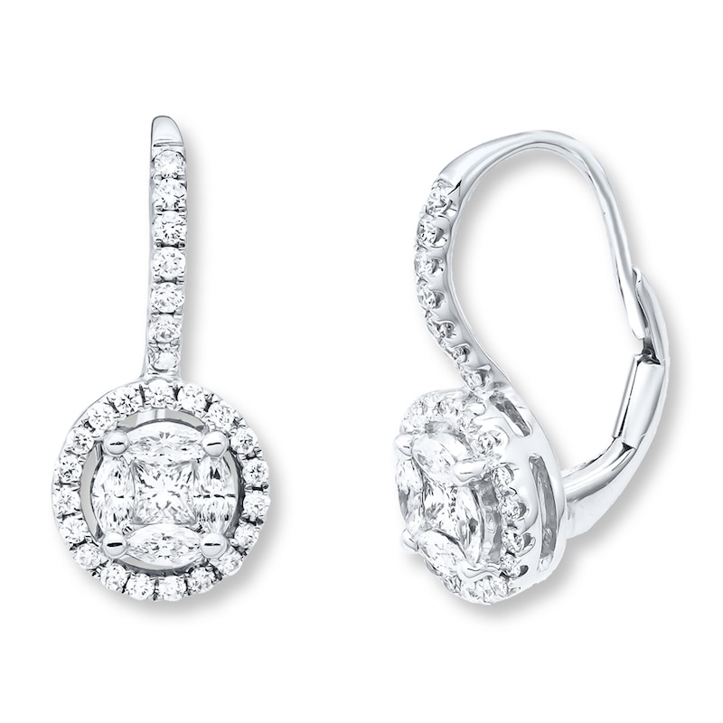 Main Image 2 of Diamond Drop Earrings 3/4 carat tw 14K White Gold