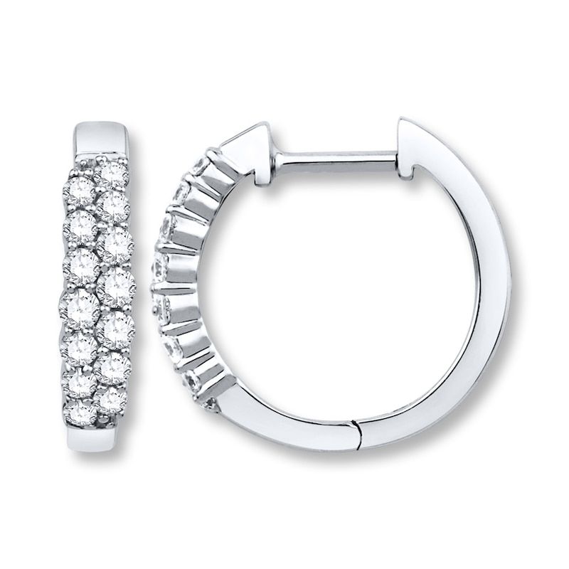 Diamond Hoop Earrings 1/2 ct tw Round-cut 14K White Gold