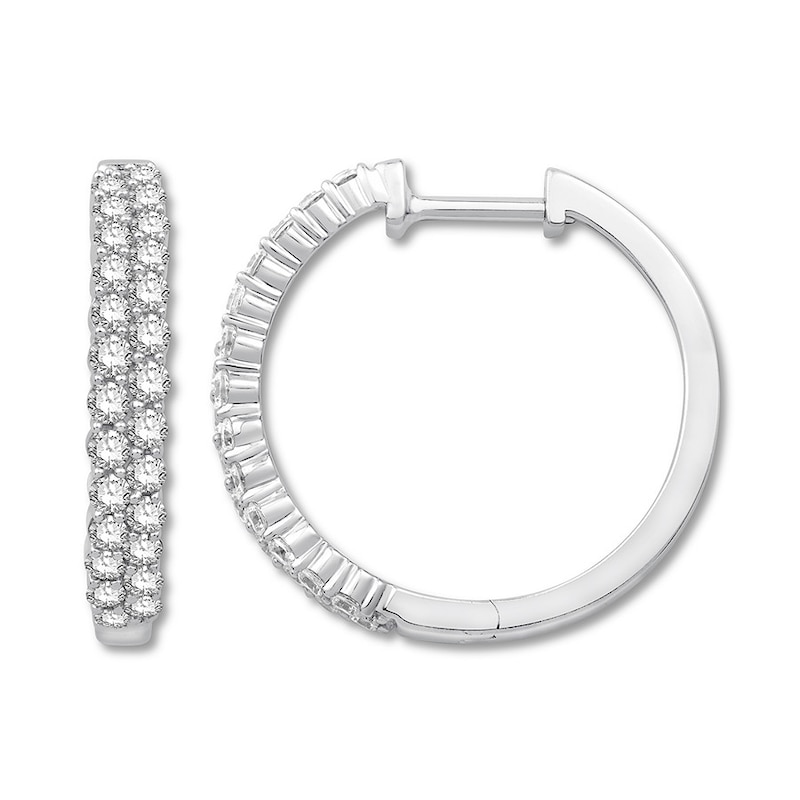Diamond Hoop Earrings 1 carat tw Round-cut 14K White Gold
