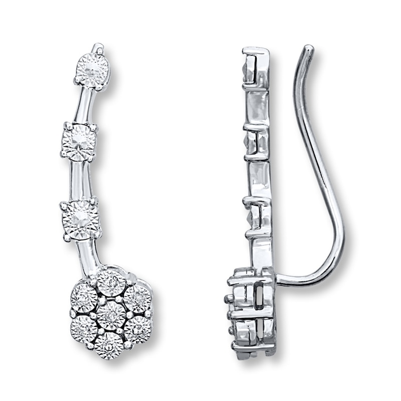 Earring Climbers 1/20 ct tw Diamonds Sterling Silver