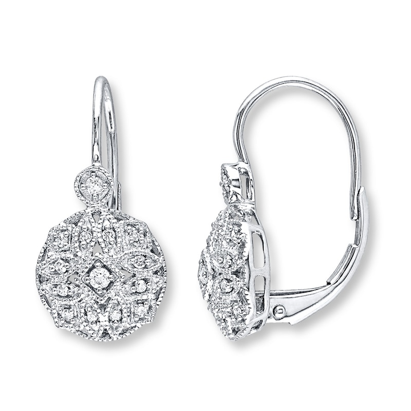 Main Image 1 of Diamond Earrings 1/8 ct tw Round-cut 14K White Gold
