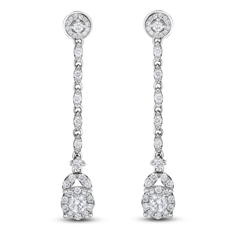 Main Image 1 of Diamond Drop Earrings 1 ct tw Round-cut 14K White Gold