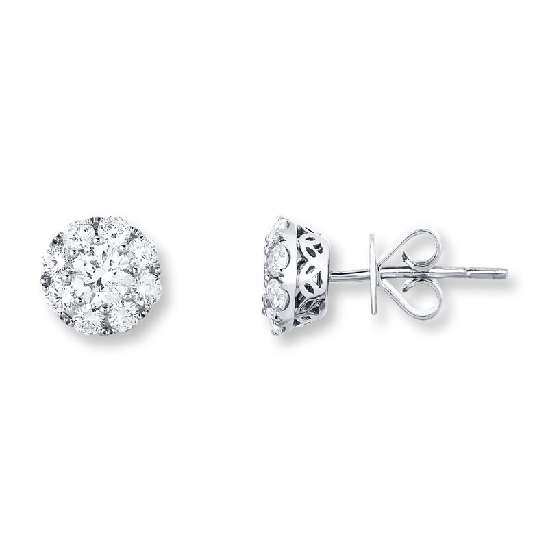 Main Image 1 of Diamond Earrings 1 ct tw Round-cut 14K White Gold