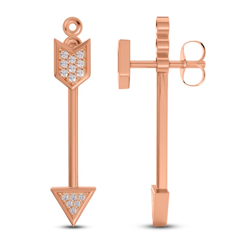 Arrow Front-Back Earrings 1/8 ct tw Diamonds 10K Rose Gold
