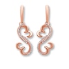 Open Heart Earrings 1/10 ct tw Diamonds 10K Rose Gold