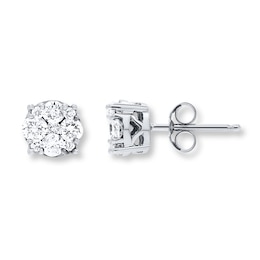 Diamond Earrings 1/2 ct tw Round-cut 10K White Gold