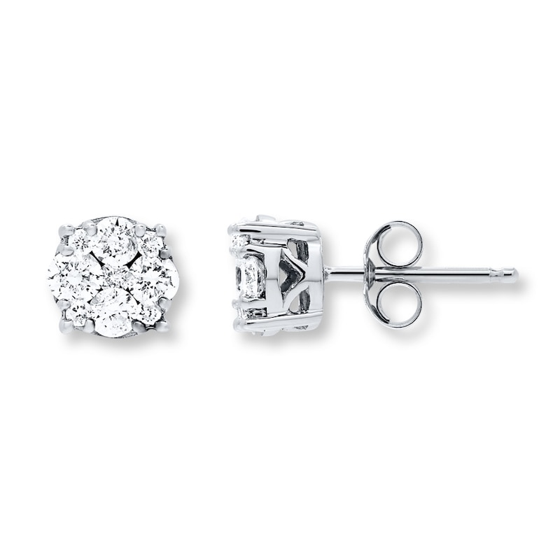 Main Image 1 of Diamond Earrings 1/2 ct tw Round-cut 10K White Gold