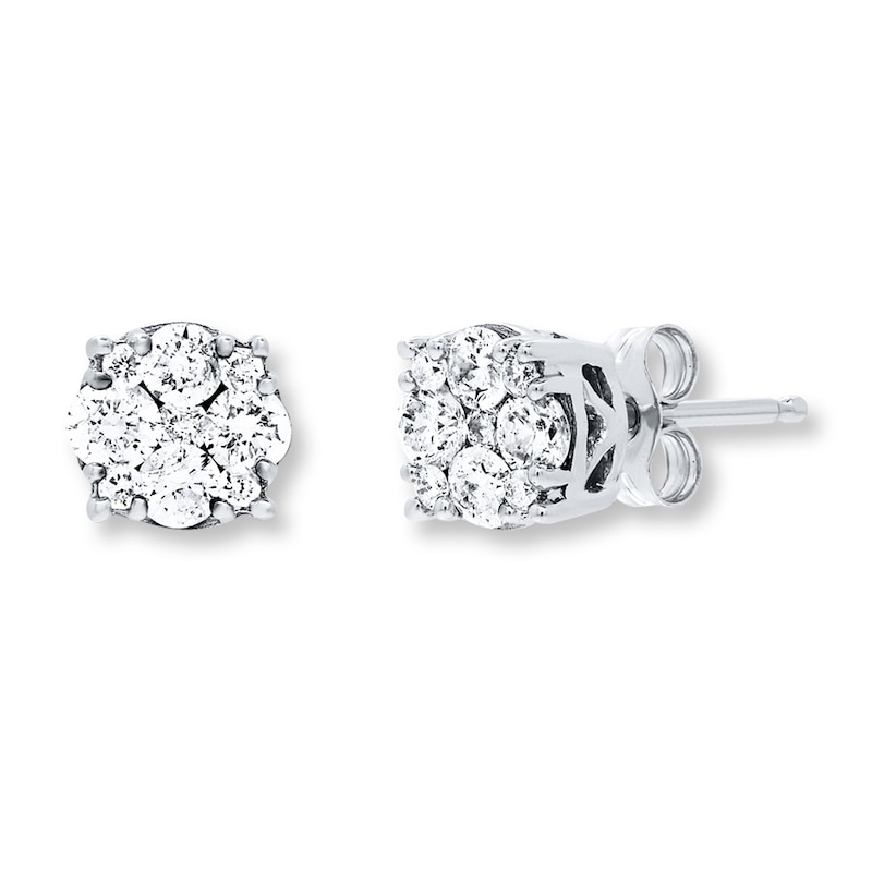 Main Image 2 of Diamond Earrings 1/2 ct tw Round-cut 10K White Gold