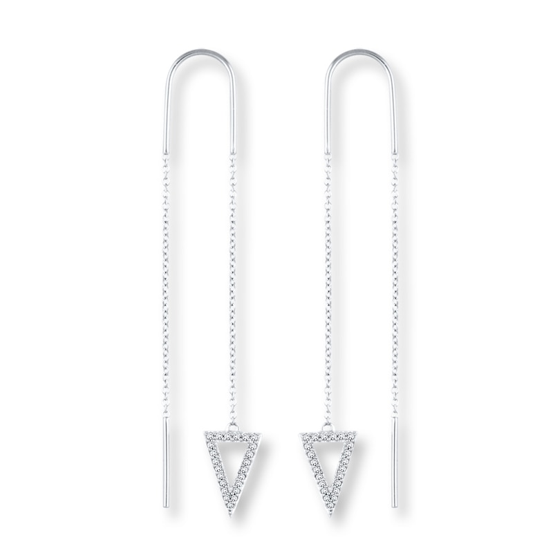 Main Image 1 of Diamond Threader Earrings 1/6 ct tw Round-cut 10K White Gold