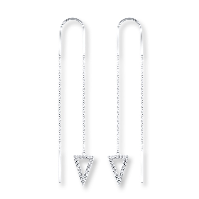 Diamond Threader Earrings 1/6 ct tw Round-cut 10K White Gold