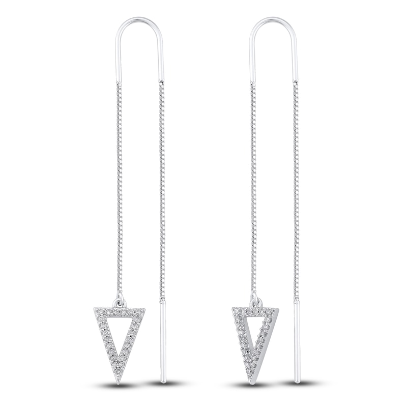 Main Image 2 of Diamond Threader Earrings 1/6 ct tw Round-cut 10K White Gold