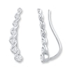 Thumbnail Image 0 of Diamond Swirl Earring Climbers 1/2 ct tw 14K White Gold
