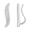 Diamond Earring Climbers 3/4 ct tw Round/Baguette 14K White Gold