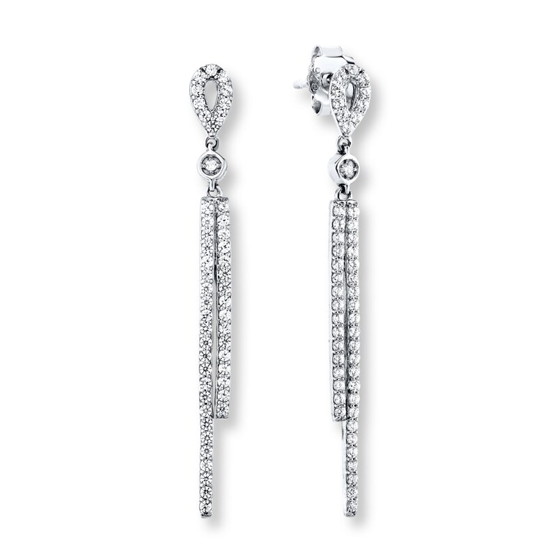 Diamond Drop Earrings 1/2 ct tw Round-cut10K White Gold