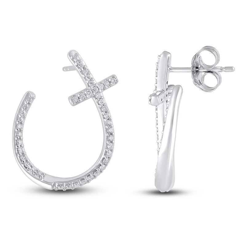 Diamond Hoop Cross Earrings 1 5 Carat Tw 10k White Gold Jared Diamond Hoop Cross Earrings 1 5 Carat Tw 10k White Gold Jared