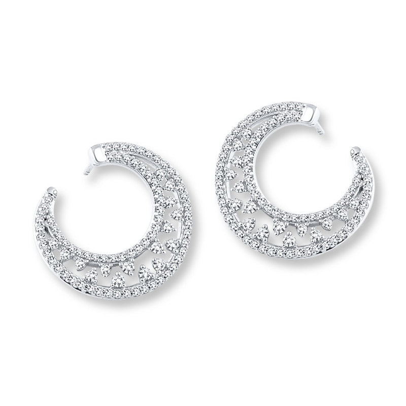 Diamond Filigree Hoop Earrings 1 Carat tw 10K White Gold