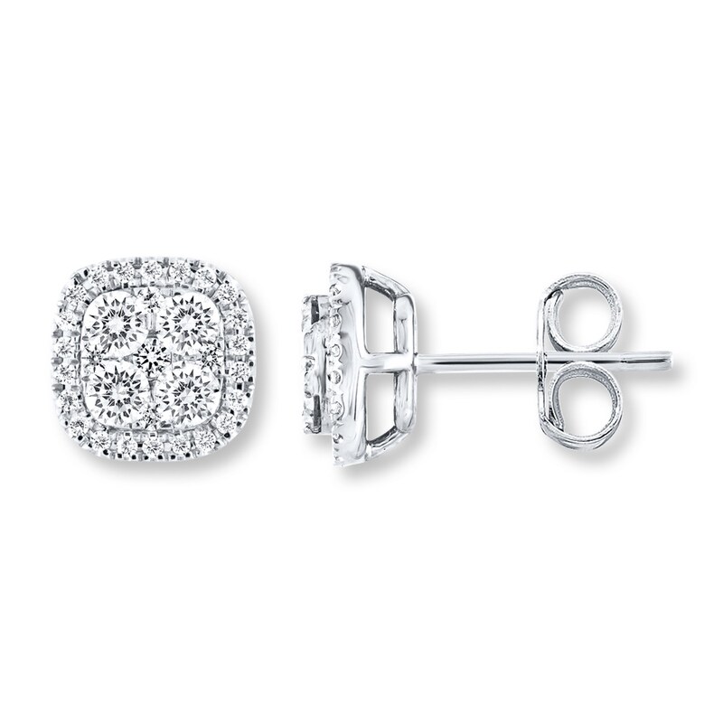 Main Image 1 of Diamond Earrings 1 carat tw Round-cut 14K White Gold
