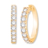 Diamond Hoop Earrings 1-1/2 ct tw Round 14K Yellow Gold
