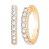 Thumbnail Image 2 of Diamond Hoop Earrings 1-1/2 ct tw Round 14K Yellow Gold