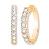 Thumbnail Image 1 of Diamond Hoop Earrings 1-1/2 ct tw Round 14K Yellow Gold