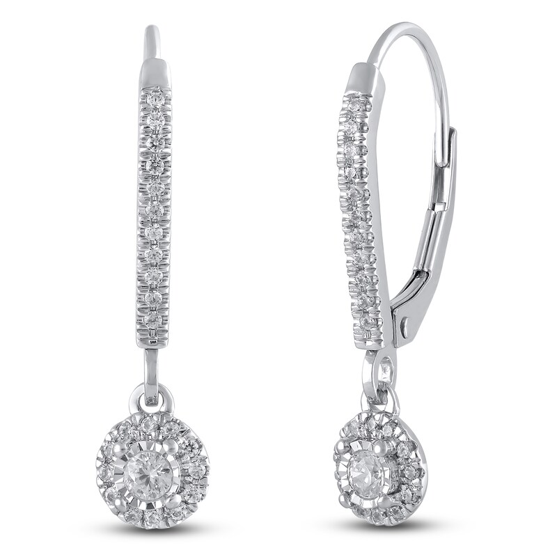 Diamond Drop Earrings 1/4 ct tw Round-cut 10K White Gold | Jared