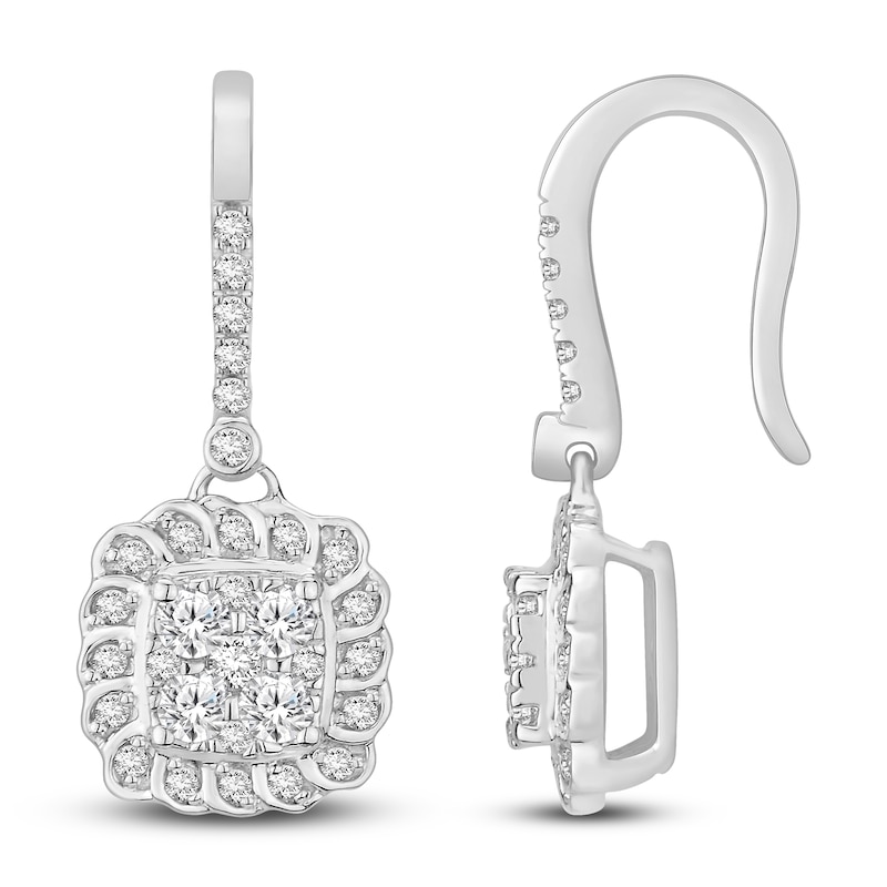 Diamond Dangle Earrings 1/2 ct tw Round-cut 14K White Gold