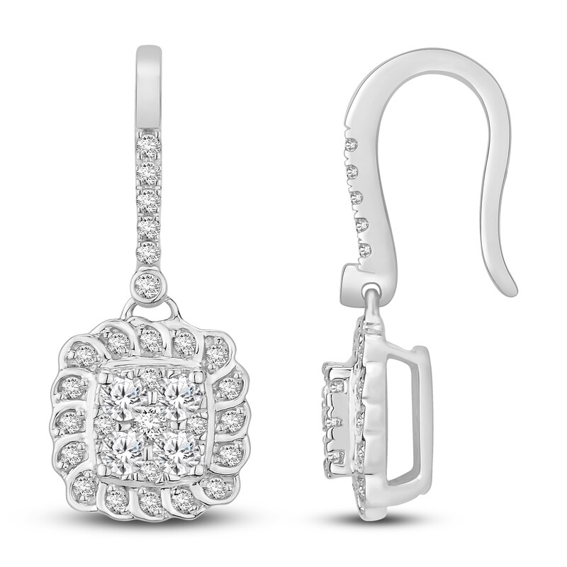 Diamond Dangle Earrings 1/2 ct tw Round-cut 14K White Gold