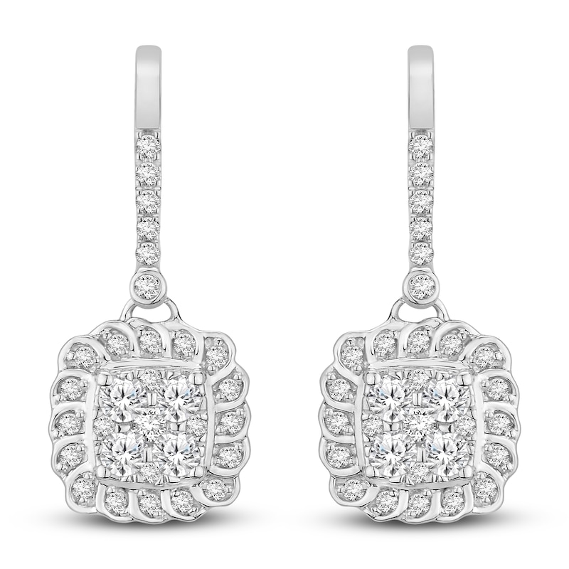 Diamond Dangle Earrings 1/2 ct tw Round-cut 14K White Gold