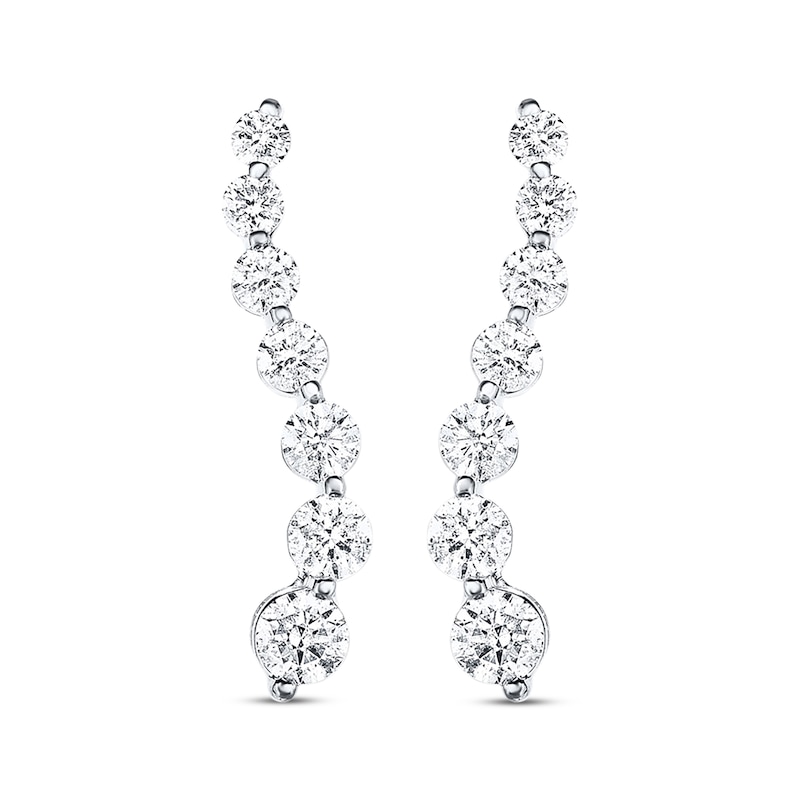 Diamond Drop Earrings 2 ct tw Round-cut 14K White Gold
